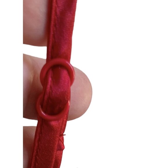 Vintage Inner Most 80s Nightgown Sears Satin Lace Red Black Long Slit Skirt Sz L - Picture 9 of 15